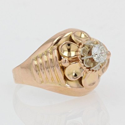 Anello vintage in oro rosa con diamanti