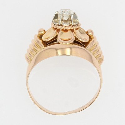 Anello vintage in oro rosa con diamanti