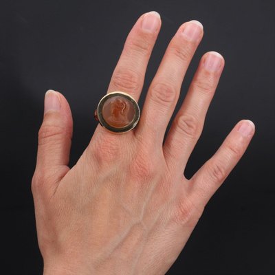 Bague Camée Sur Agate Ancienne