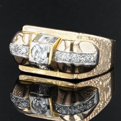 Vintage Tank Yellow Gold Diamond Ring