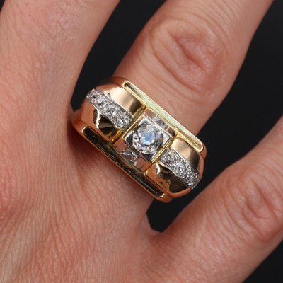 Vintage Tank Yellow Gold Diamond Ring