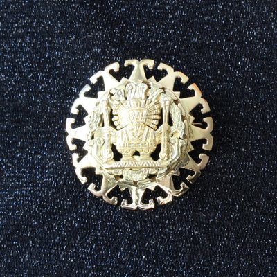 Pendentif Broche En Or Jaune Aztèque