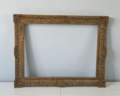 1950s Montparnasse Wood and Stucco Frame for Painting 49 cm x 66 cm
