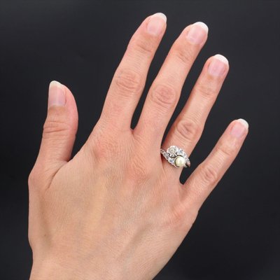 Antiker „You and Me“-Ring mit Perlen und Diamanten