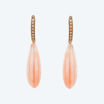 Antique Coral Angel Skin Pendants Fine Beads