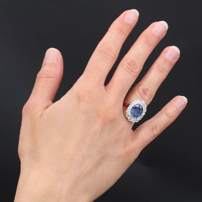 Antiker Art Deco Saphir- und Diamantring