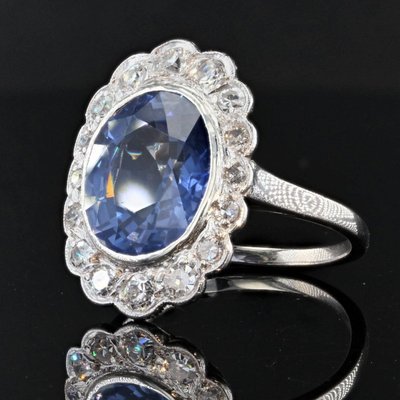 Antiker Art Deco Saphir- und Diamantring
