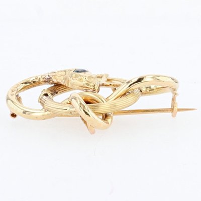 Broche Serpent Ancienne Or Et Saphir