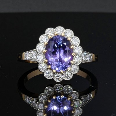 Bague Or Marguerite Tanzanite Diamants