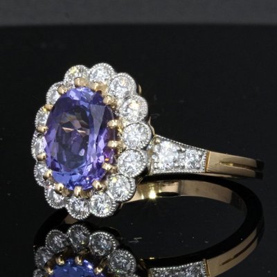 Bague Or Marguerite Tanzanite Diamants