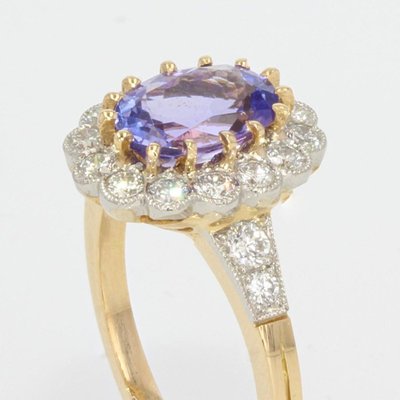 Bague Or Marguerite Tanzanite Diamants