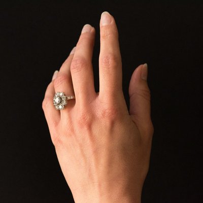 Platinum Gold Marguerite Diamond Ring