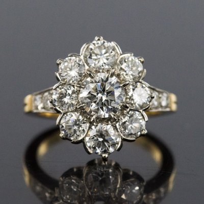 Platinum Gold Marguerite Diamond Ring