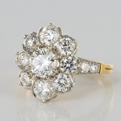 Platinum Gold Marguerite Diamond Ring