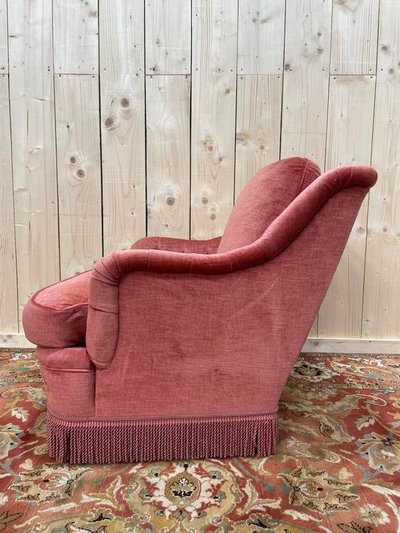 Sedia in stile copud in velluto rosa imbottito