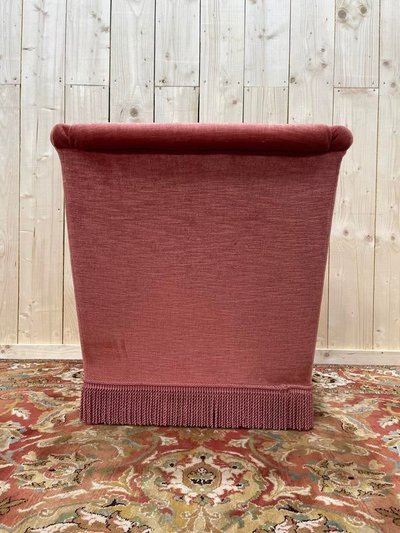 Sedia in stile copud in velluto rosa imbottito