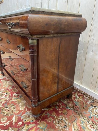 Commode époque Empire acajou marbre carrare 