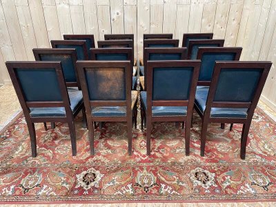 Suite of 16 Napoleon III chairs in solid mahogany