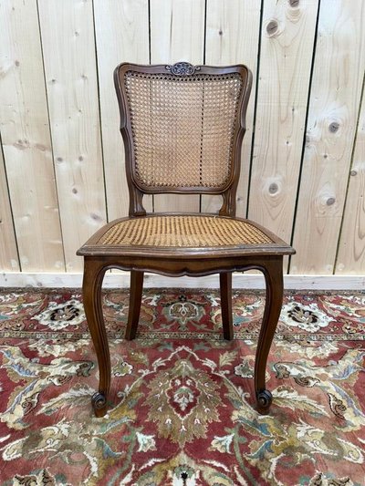 Suite de 6 chaises de style Louis XV en cannage 