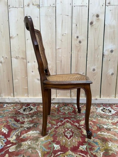 Suite de 6 chaises de style Louis XV en cannage 