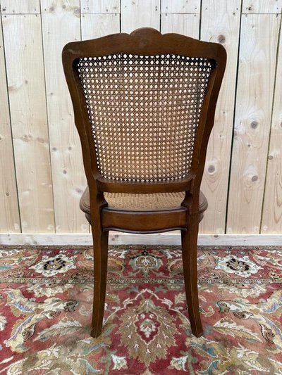 Suite de 6 chaises de style Louis XV en cannage 