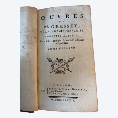 Œuvres de M . GRESSET   de 1772 