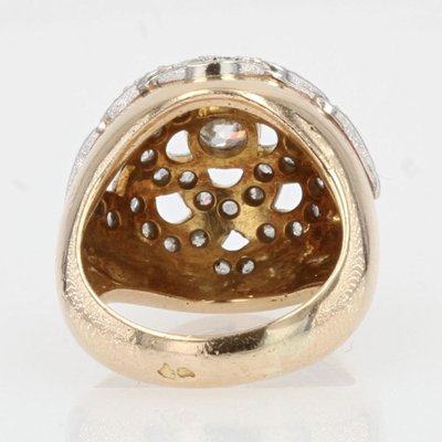 Bague Boule Ajourée d'Un Décor De Fleur Et Diamants