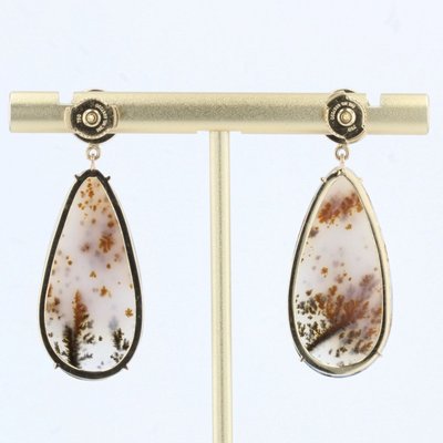 Dendrite And Moonstone Agate Earrings