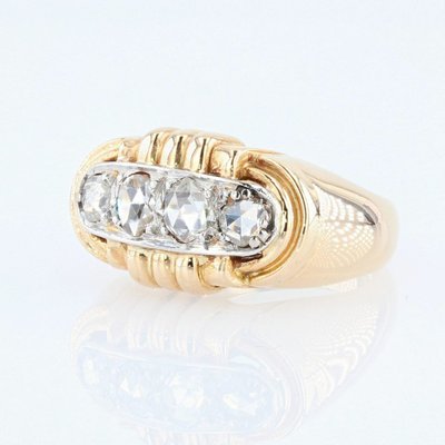 Anello Tank con diamanti taglio rosa