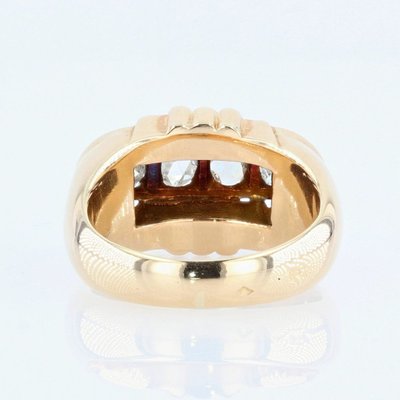 Anello Tank con diamanti taglio rosa