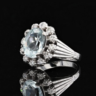 Antiker Aquamarin- und Diamantring