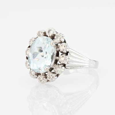 Antiker Aquamarin- und Diamantring