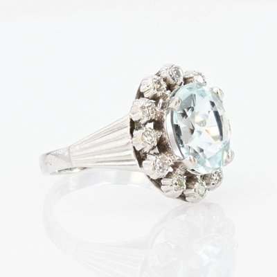 Antiker Aquamarin- und Diamantring