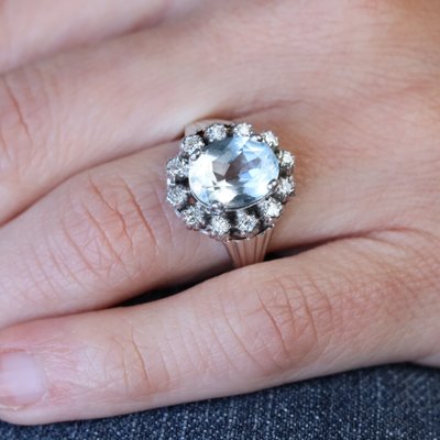 Antiker Aquamarin- und Diamantring