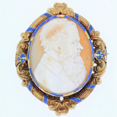 Parure Boucles d'Oreilles Et Broche Ancienne Or Camée Et émail