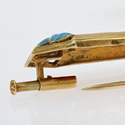 Antike Jugendstil-Rosenbrosche in Gold und Emaille