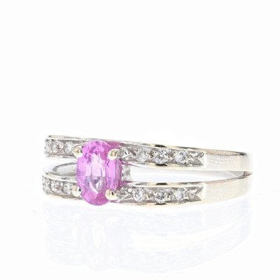Bague Saphir Rose Diamants Or Blanc