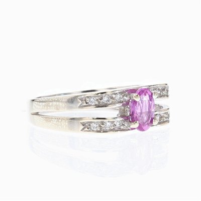 Bague Saphir Rose Diamants Or Blanc