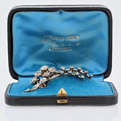 Antike Diamant-Blütenzweig-Brosche