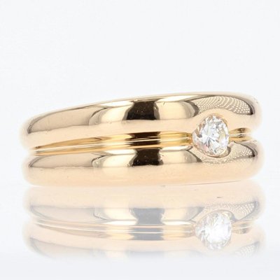 Bague 2 Joncs Or Jaune Diamant