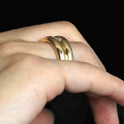 Bague 2 Joncs Or Jaune Diamant