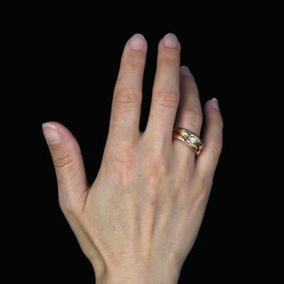 Bague 2 Joncs Or Jaune Diamant