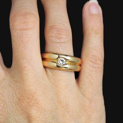 Bague 2 Joncs Or Jaune Diamant