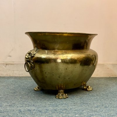 Hammered Brass Jardinière, 19th Century
