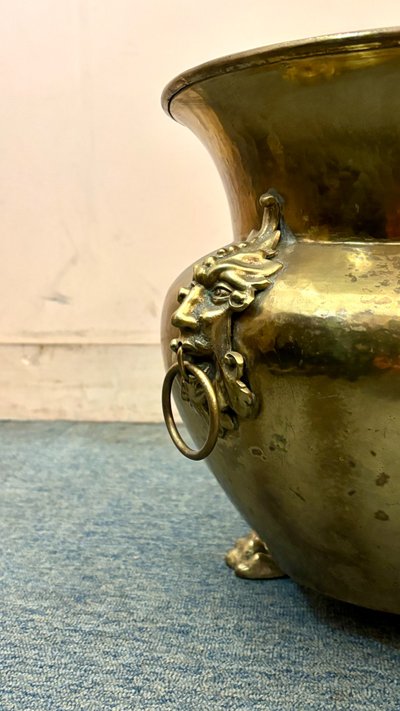Hammered Brass Jardinière, 19th Century