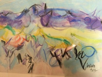 Abstract pastel signed by ANDRE JORDAN 1962