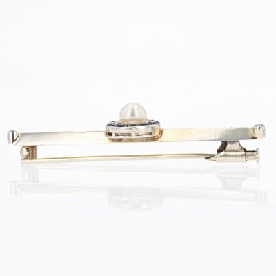 Perlen- und kalibrierte Saphir-Barrette-Brosche