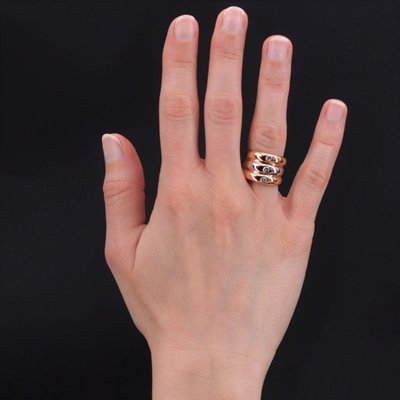 Bague Anneaux 2 Ors Et 3 Diamants