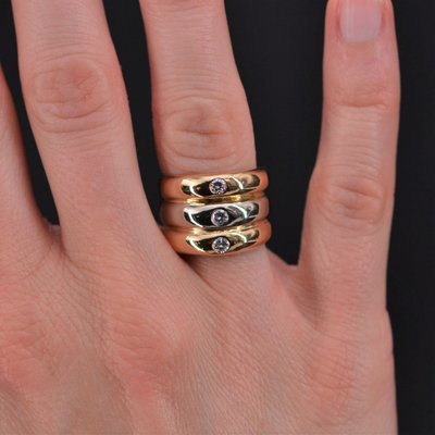 Bague Anneaux 2 Ors Et 3 Diamants