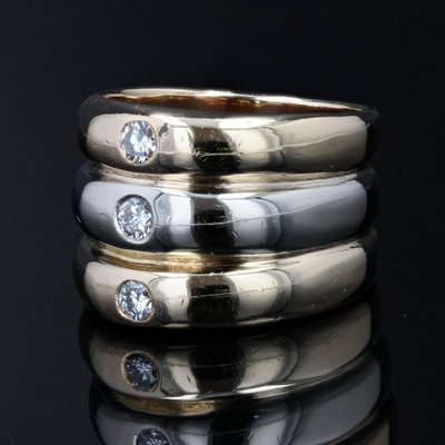 Bague Anneaux 2 Ors Et 3 Diamants